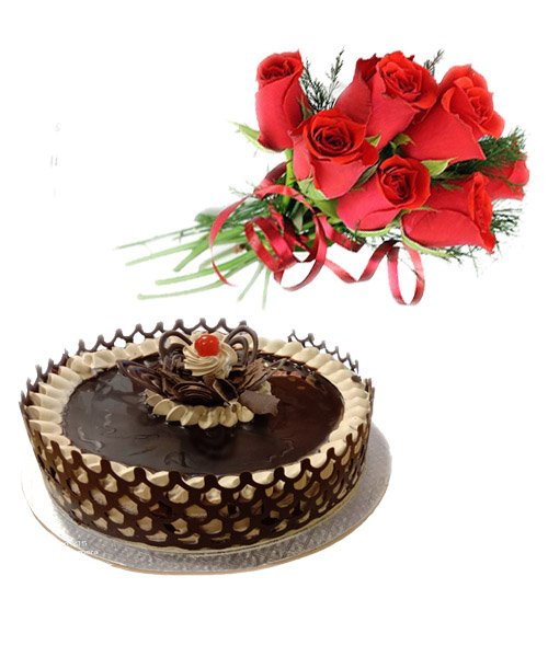 Combo Gift Pack Cake with Flower and Chocoklates
