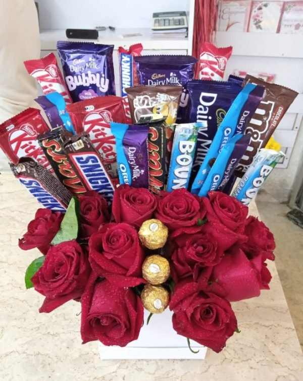 Customized Chocolates with Red Rose